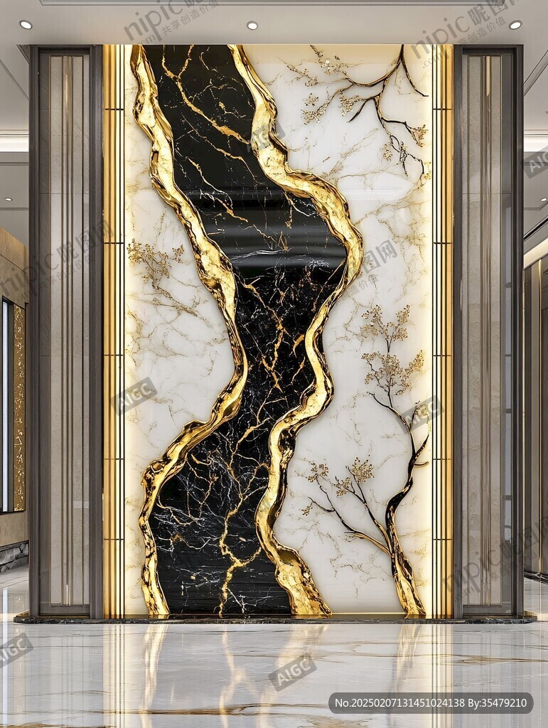 黑金高檔大理石背景墻