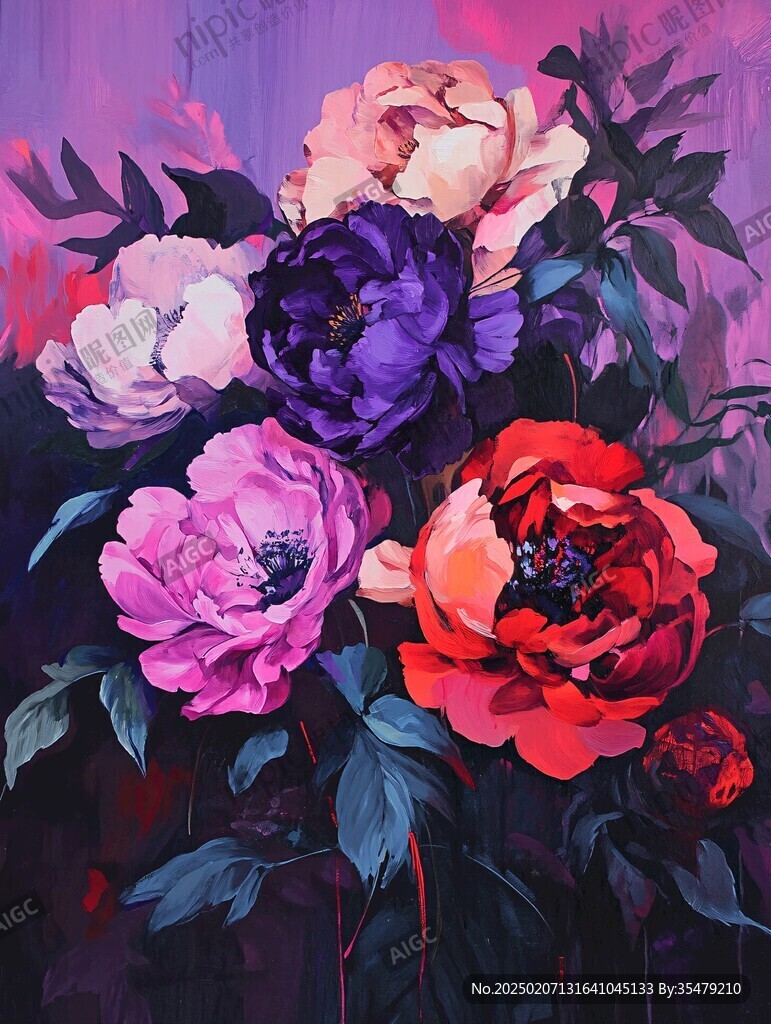 油畫牡丹
