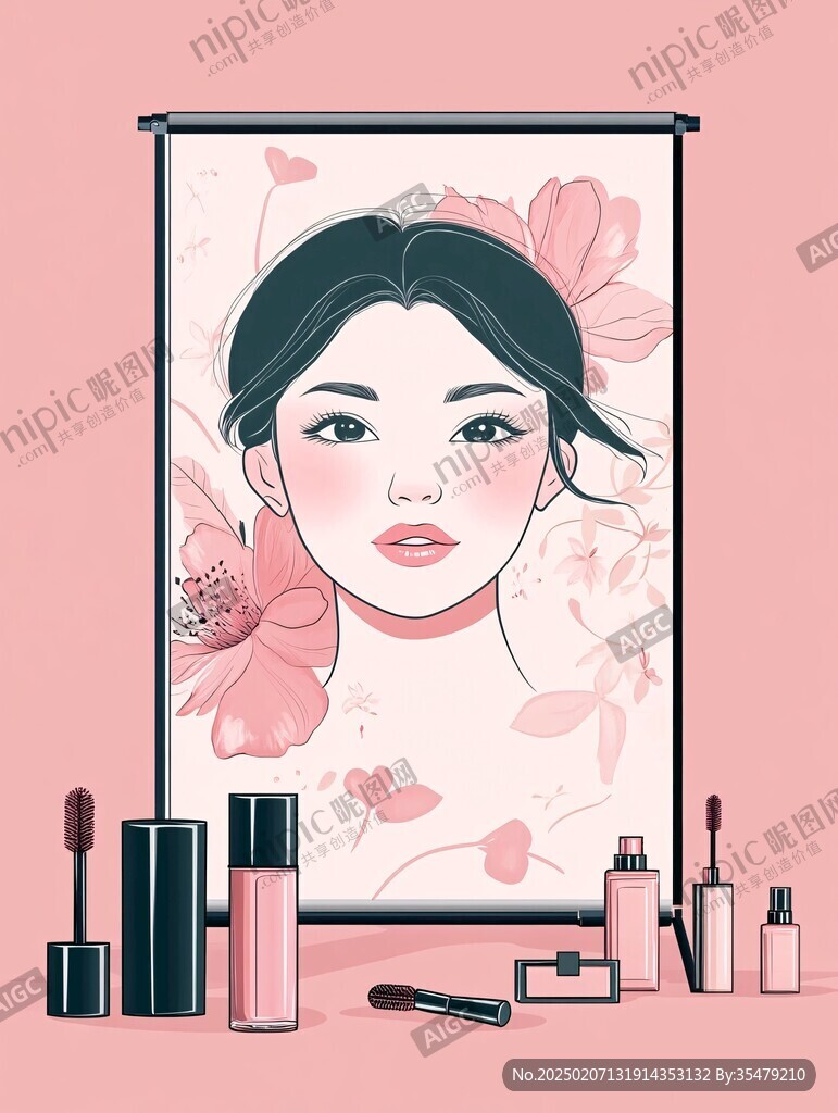 涂口紅插畫