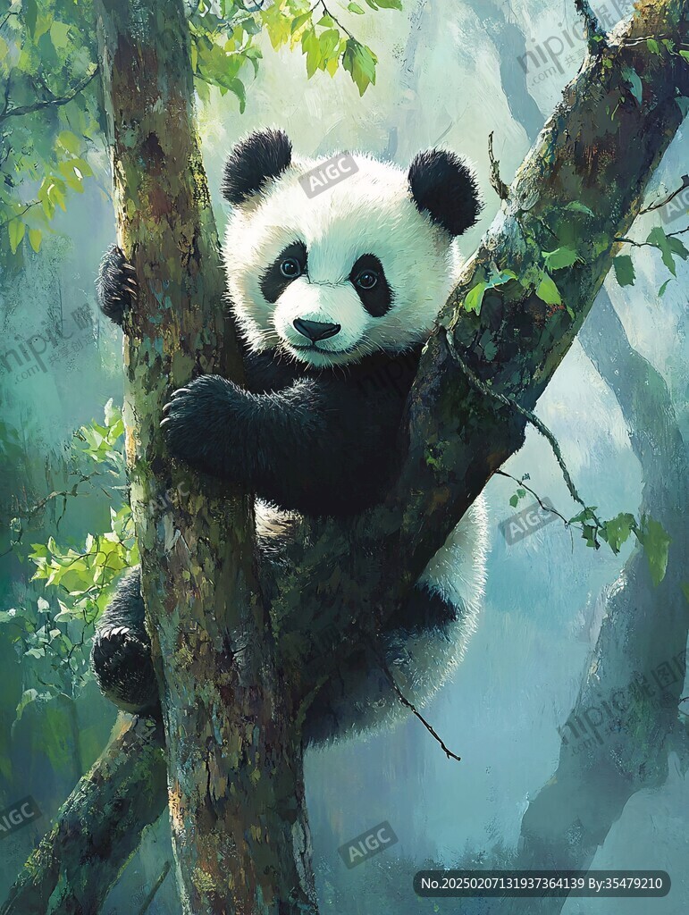 寫實(shí)熊貓插畫