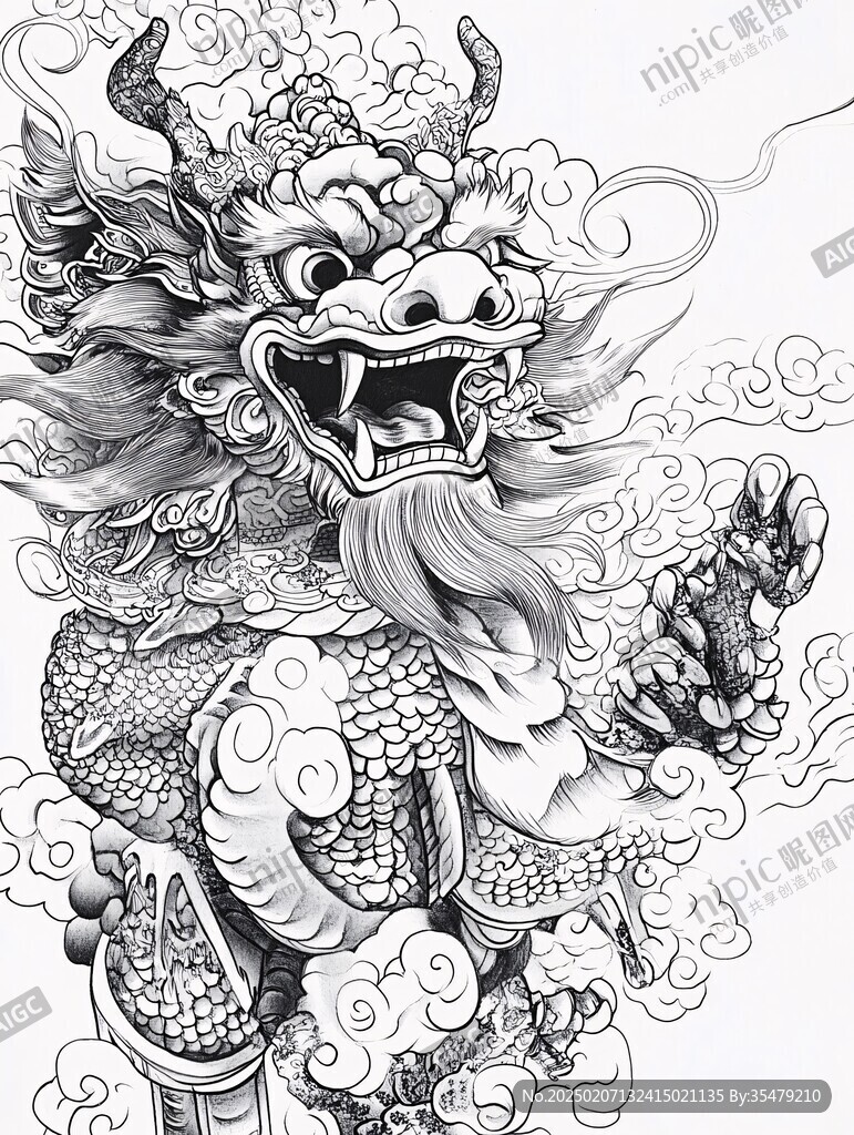 龍頭線描畫