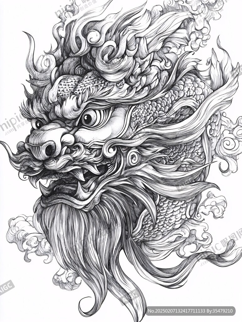 龍頭線描畫