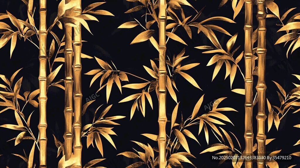 金色意境墨竹