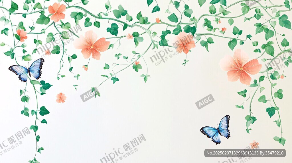 蝴蝶花朵背景墻