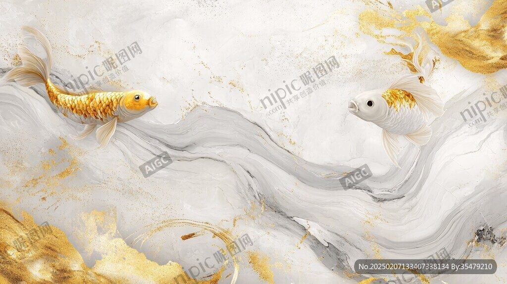 現代屏風鯉魚圖