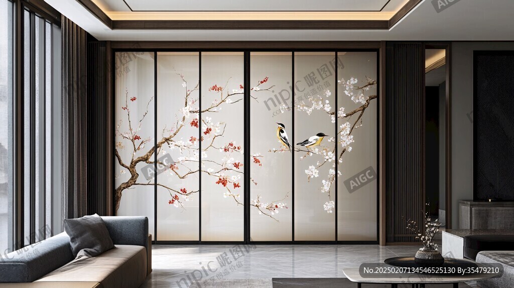 新中式花鳥屏風(fēng)