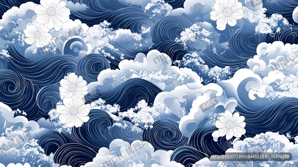 日式浪花背景