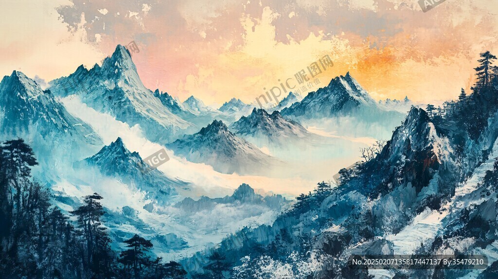 唯美云山風景畫