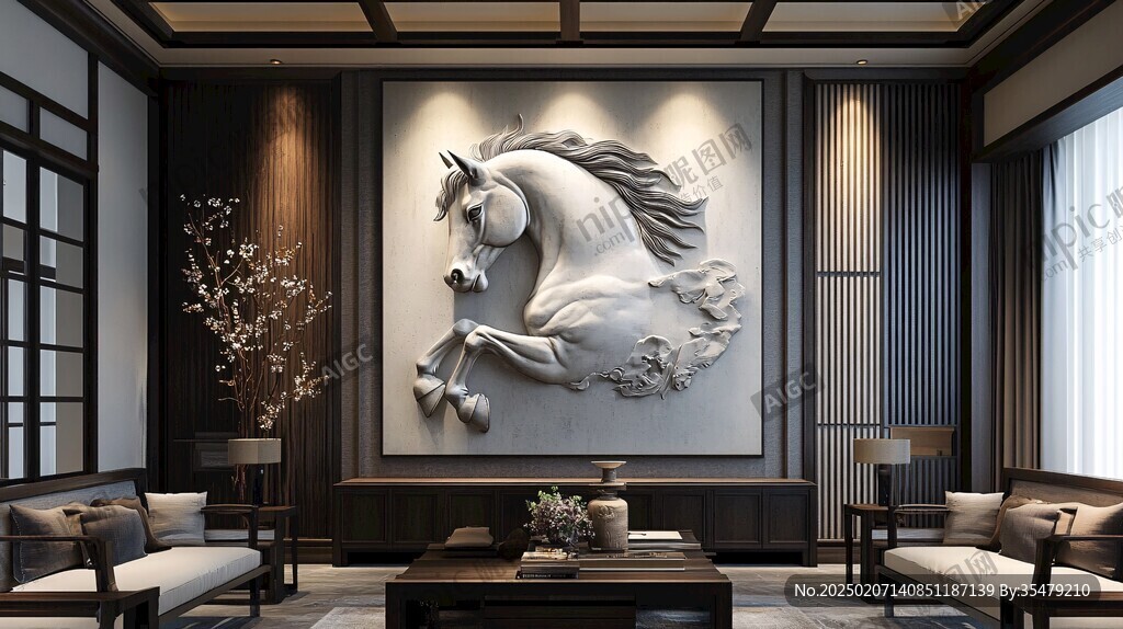 簡歐輕奢浮雕駿馬