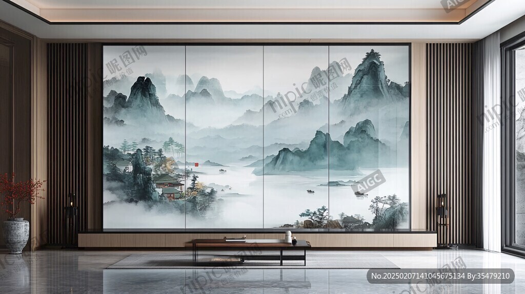 巨幅現代山水屏風
