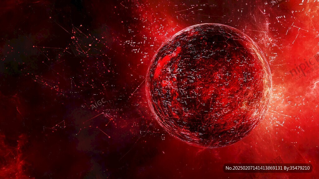 紅色科技星球背景