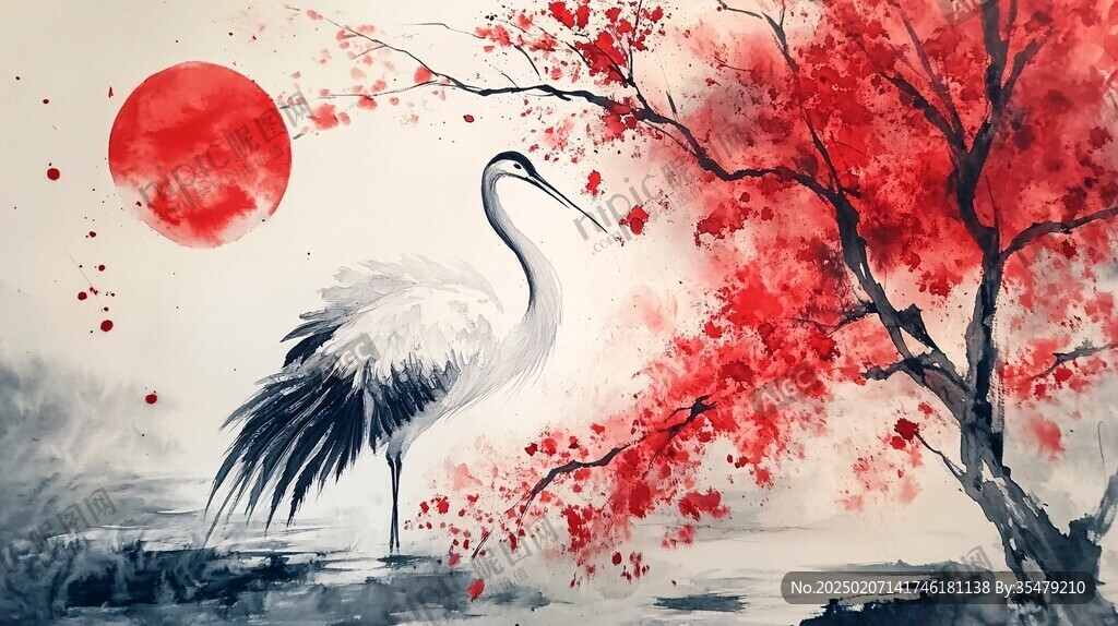 唯美仙鹤风景插画 唯美仙鹤风景插画