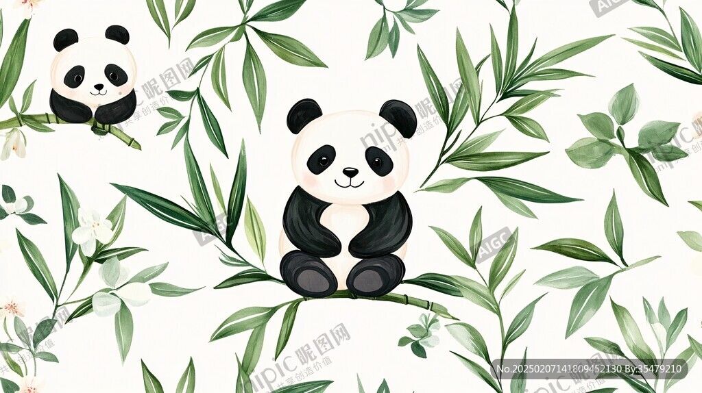 原創熊貓插畫圖案