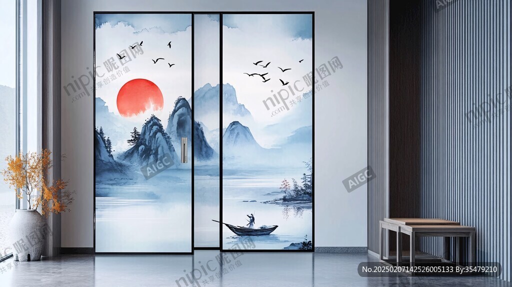 新中式山水門窗
