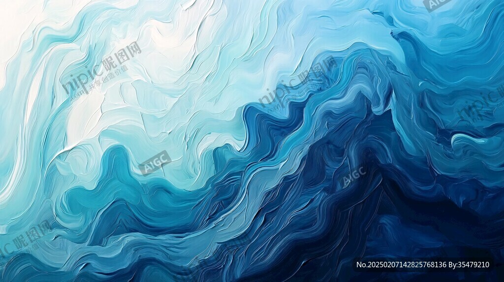 海洋漸變抽象流體畫