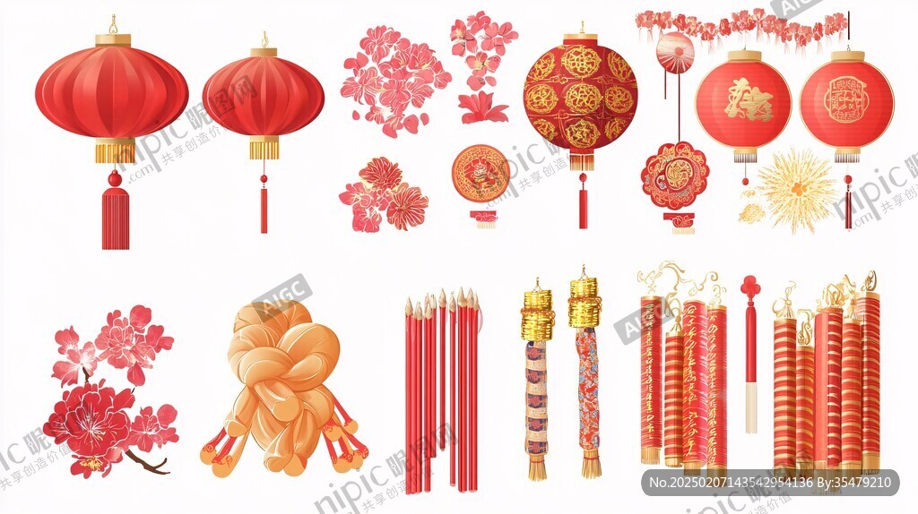 春節燈籠元素