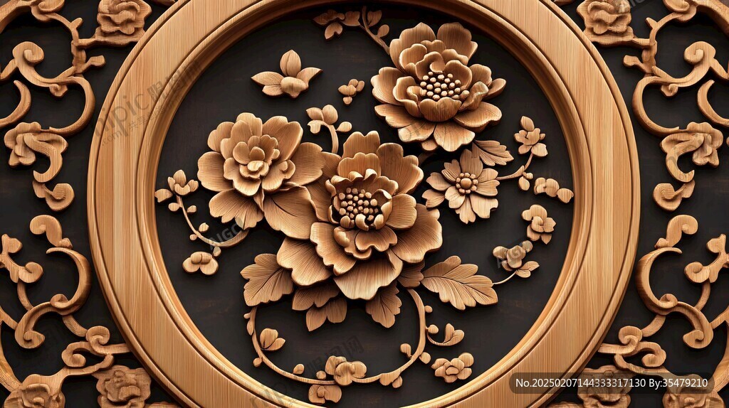 金色花卉浮雕