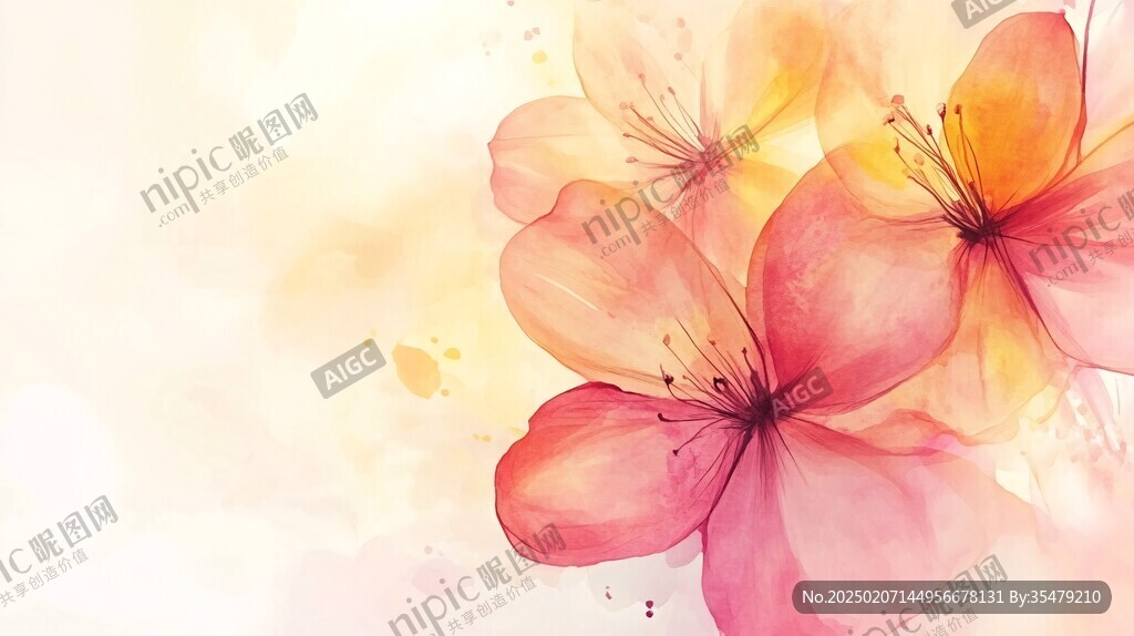 森系粉橙色花朵背景