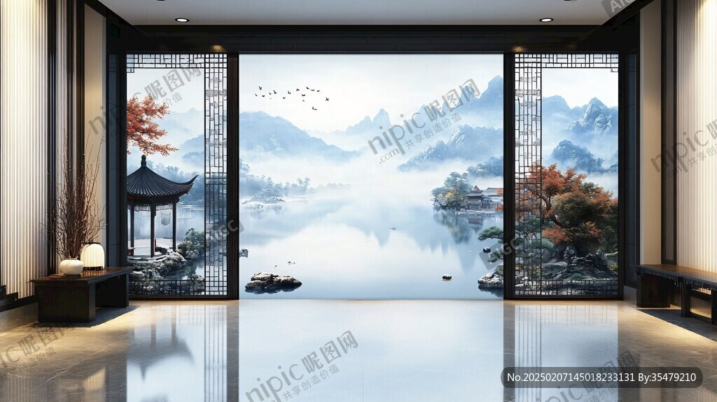 新中式山水門窗