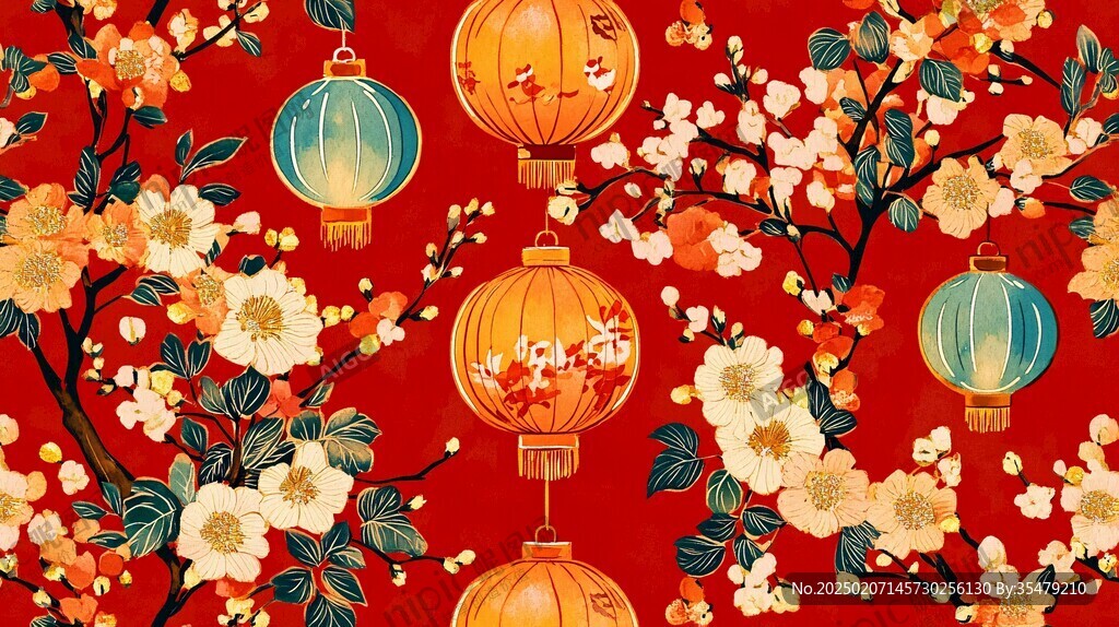 燈籠梅花背景圖