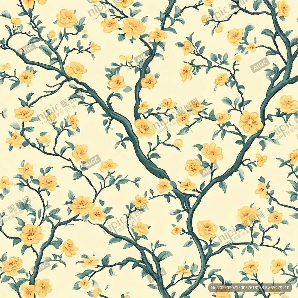 枝條小花墻紙花型