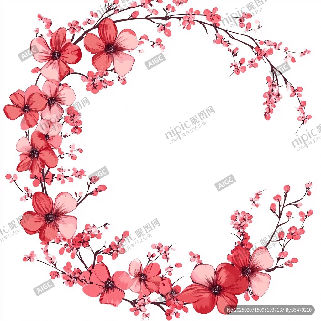 紅色梅花邊框紋理