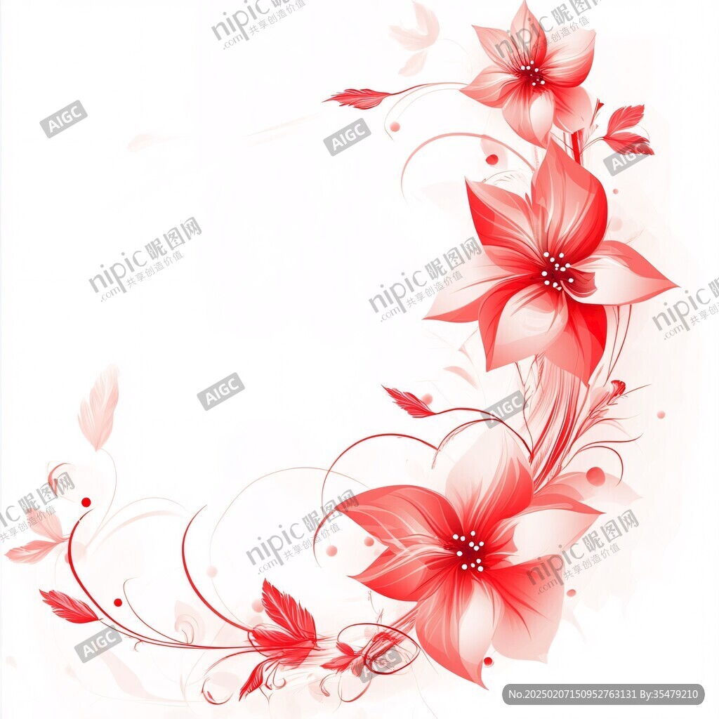紅色花朵花紋