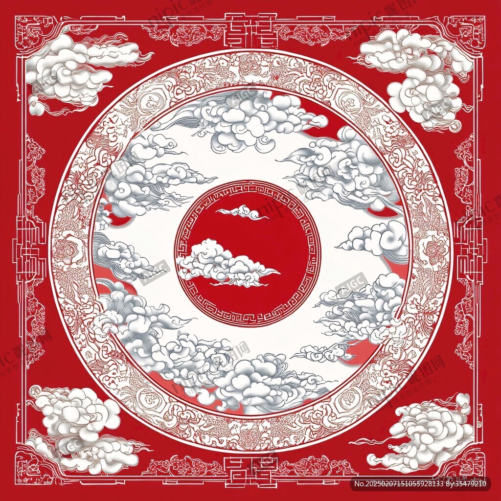 底紋龍鳳呈祥鳳凰卷