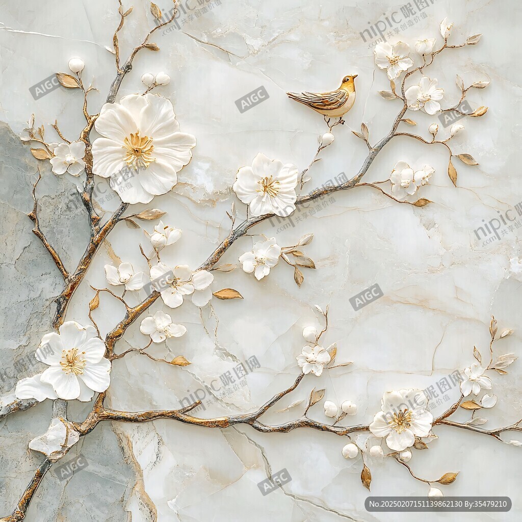 3d立體浮雕花卉花鳥