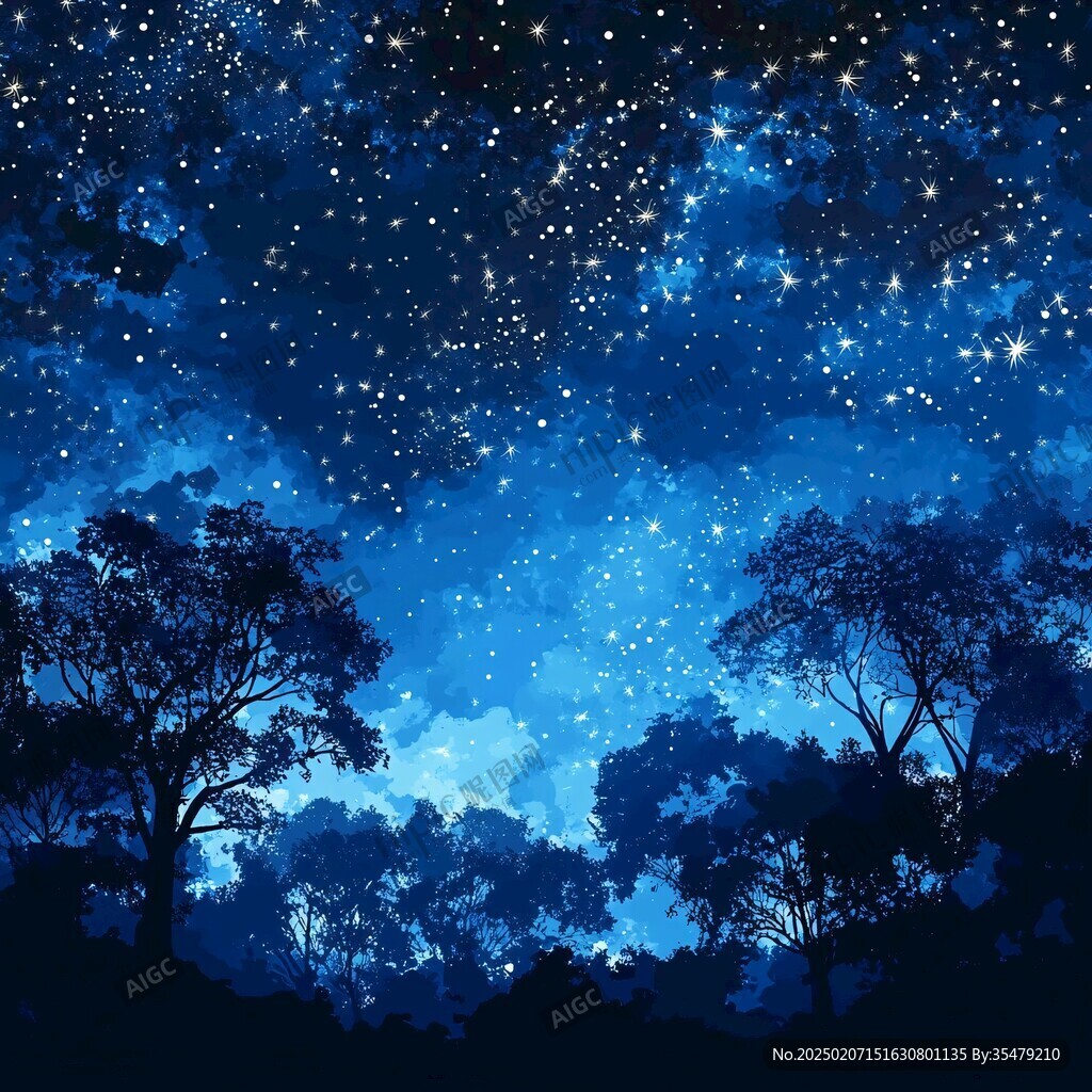 手繪唯美夜晚