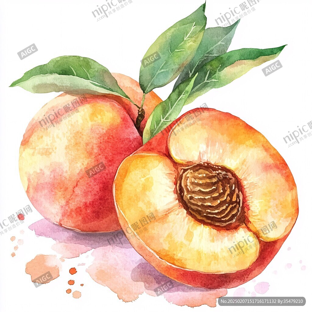 水果插畫蟠桃插畫