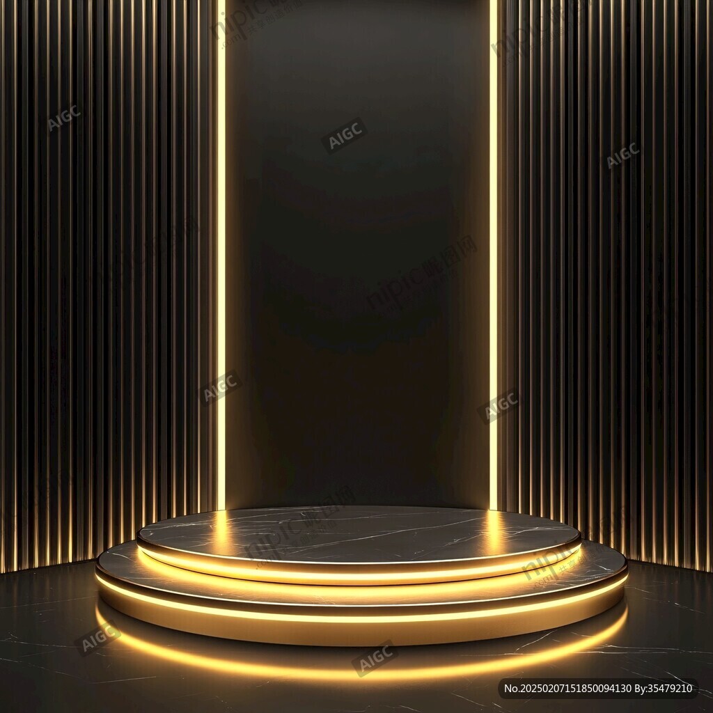 金色圓柱展示臺
