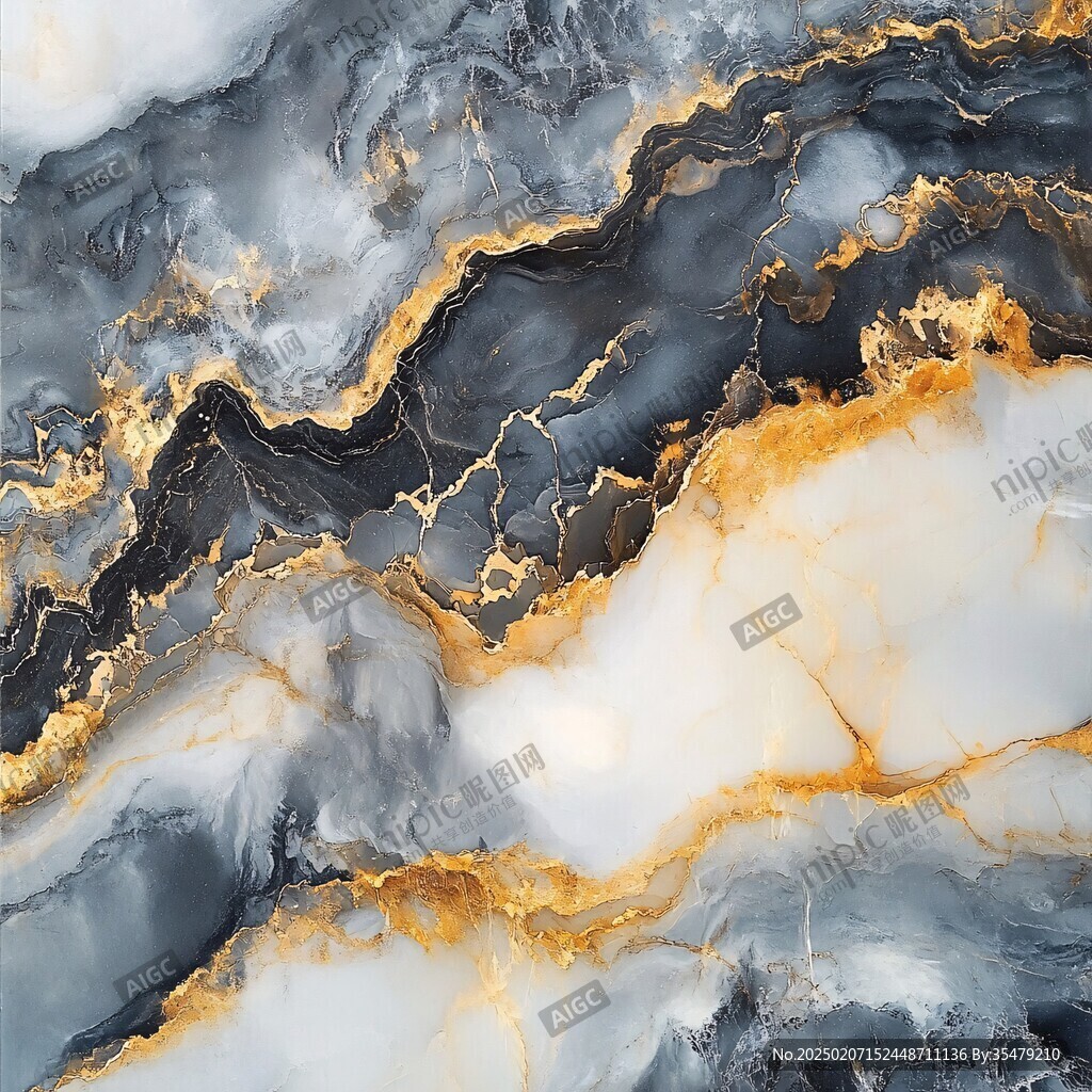 流體畫金色山河