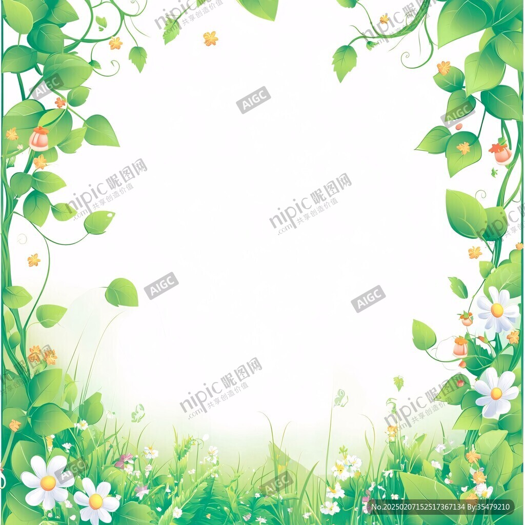 春天植物邊框