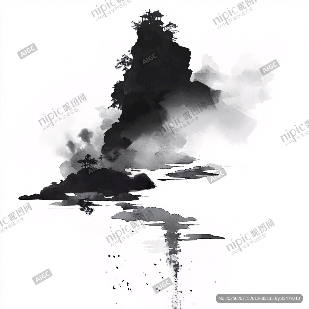 水墨裝飾畫暈染墨跡禪
