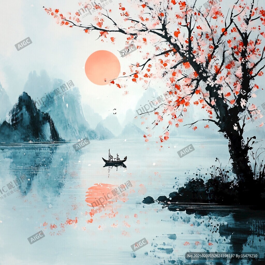 古風(fēng)插畫山水風(fēng)光
