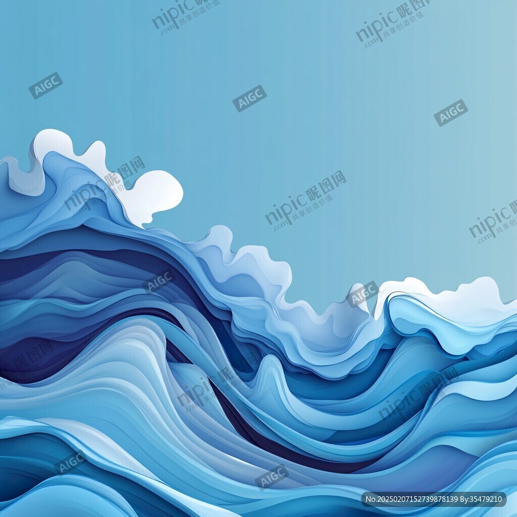插畫水波