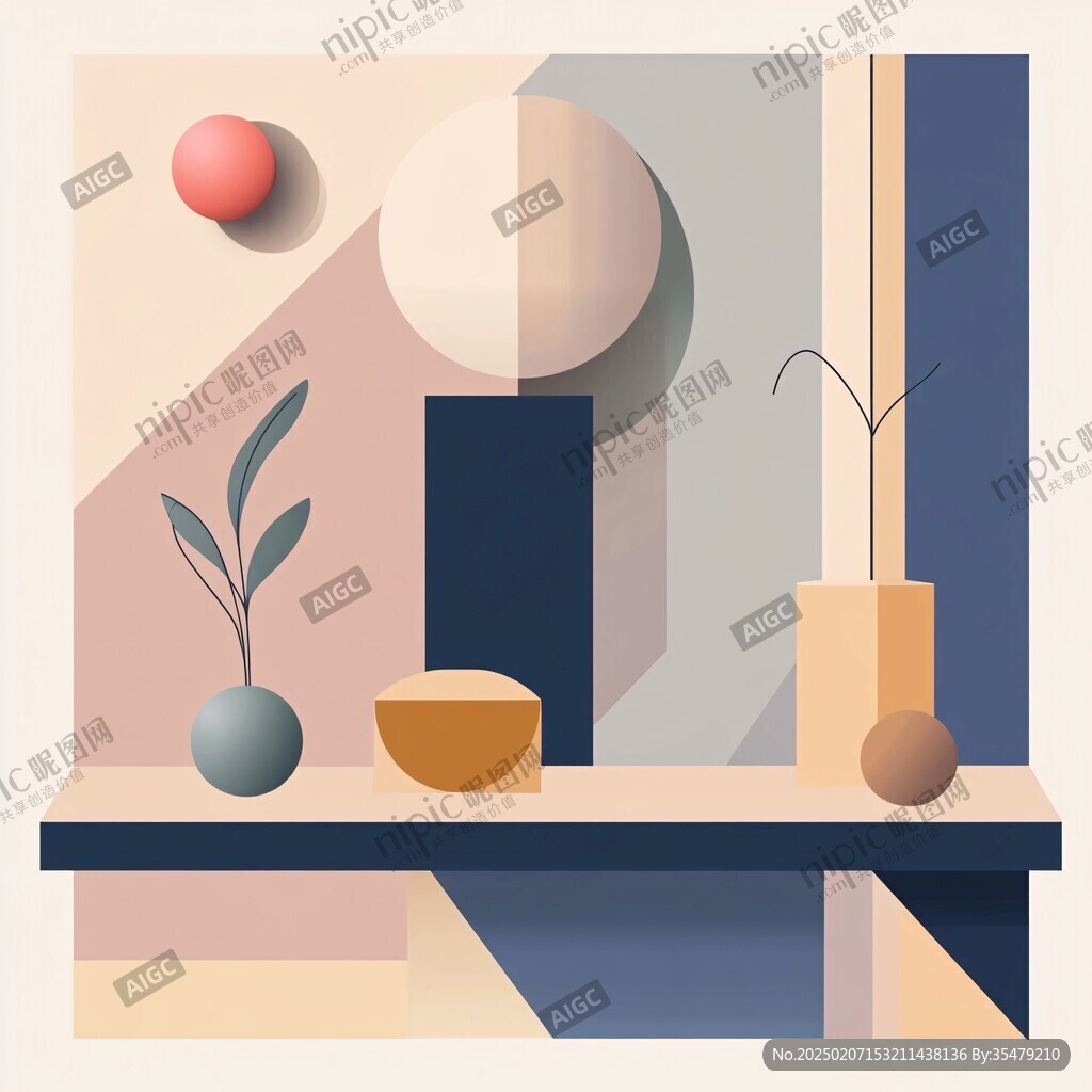 幾何圖形組合插畫