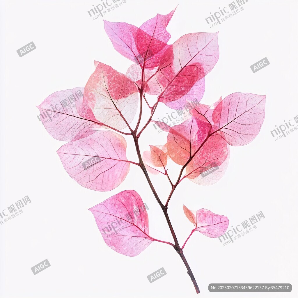 烏桕樹紅葉插畫