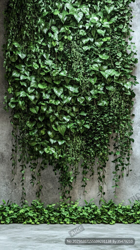 墻枝葉綠色植物常