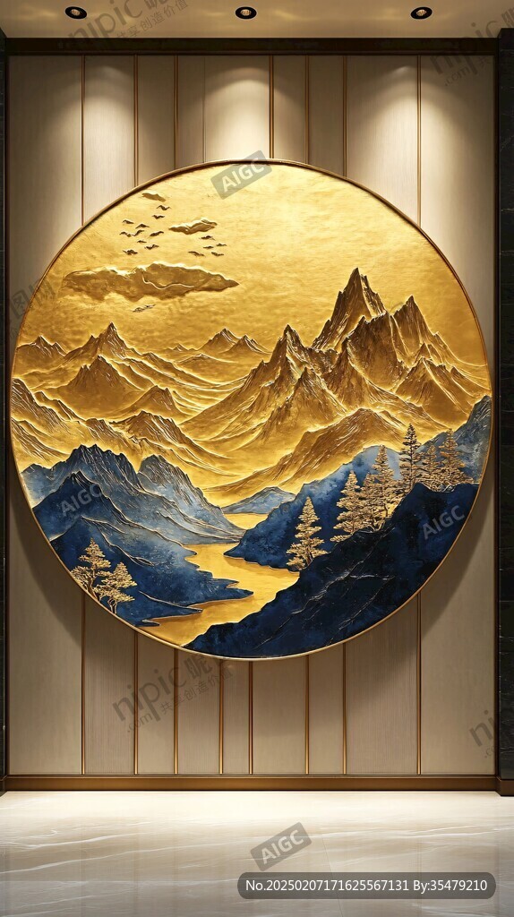 金色山水壁畫
