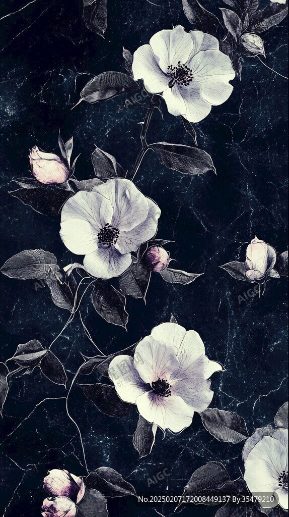 藍(lán)黑背景桃花