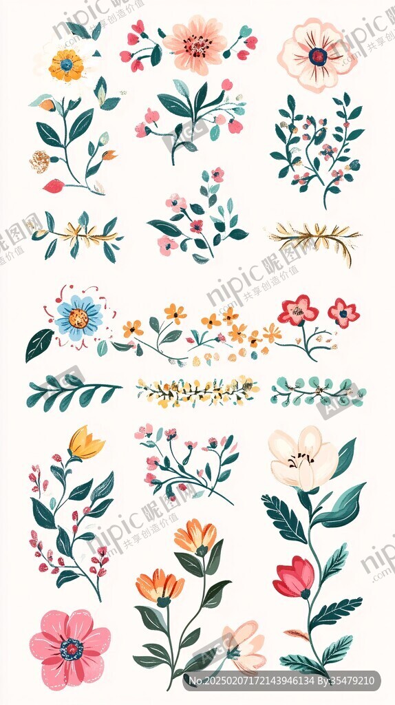 花朵貼紙文創(chuàng)插畫