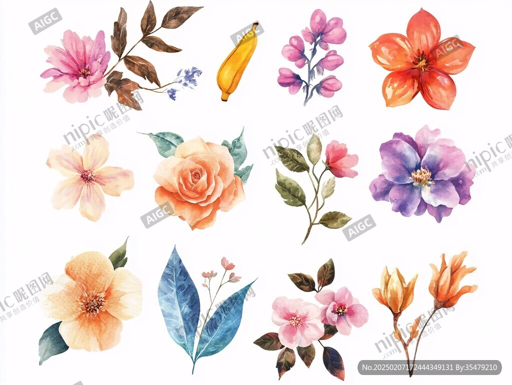 花朵貼紙文創(chuàng)插畫