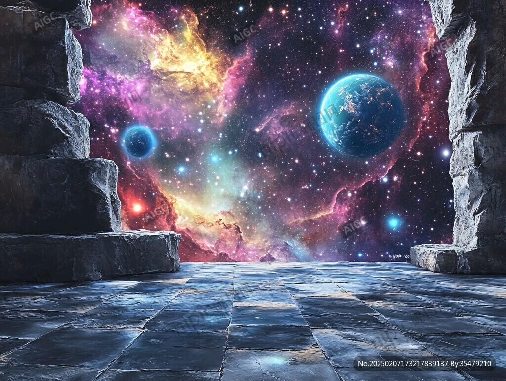 3d宇宙壁畫