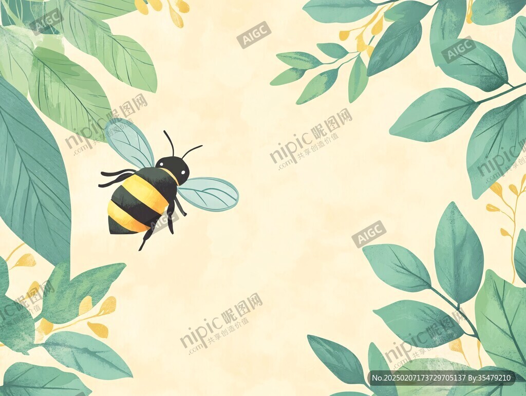蜜蜂馬蜂芒果插畫