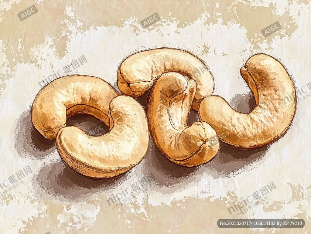 高清腰果插畫