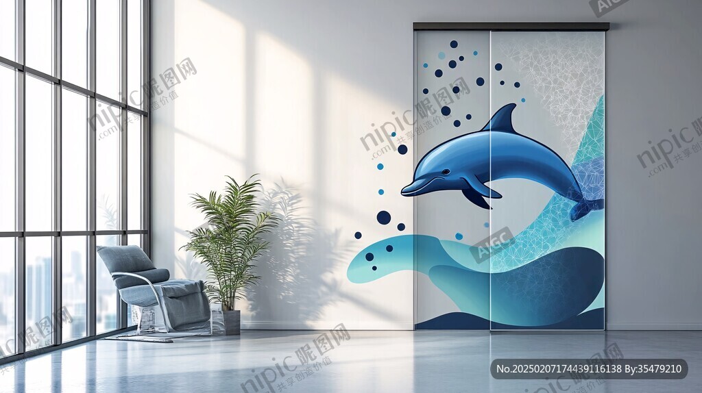 海豚背景墻