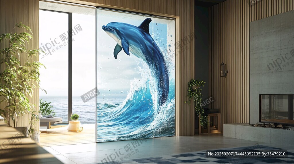 3d海豚壁畫