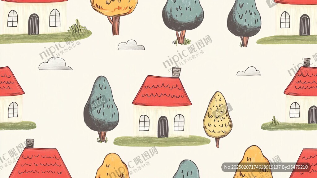 卡通小屋圖案